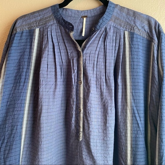 Free People Blouse Women’s Size XS Blue Tunic Blouse pullover top - Picture 3 of 12